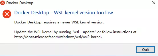 WSL kernel version too low WSL kernel version too low