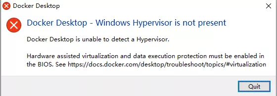 Windows Hypervisor is not present Windows Hypervisor is not present