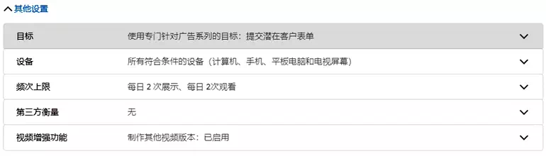 视频广告其它设置