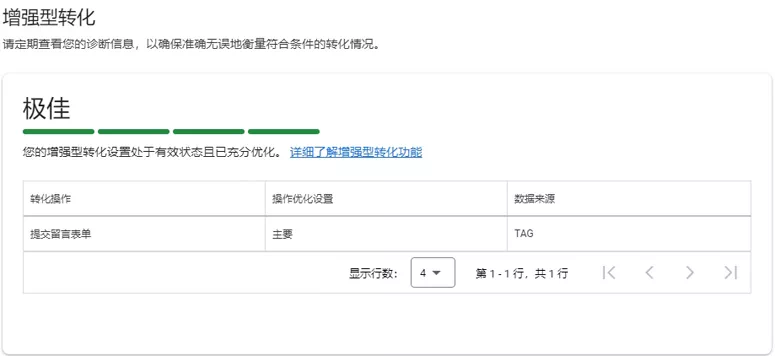 查看增强型转化是否开启