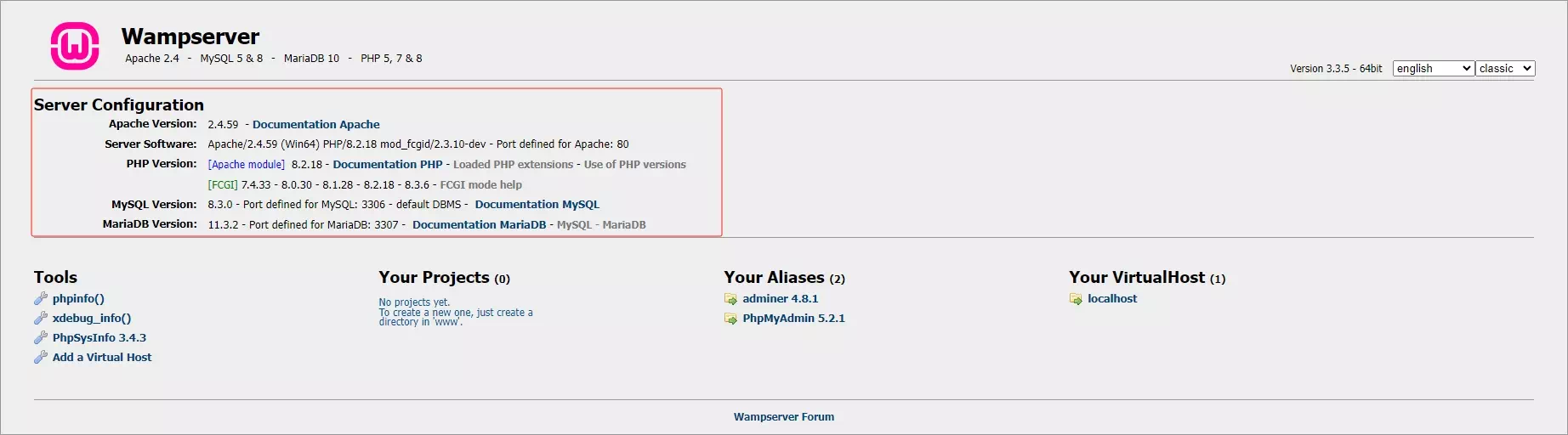Wampserver安装信息